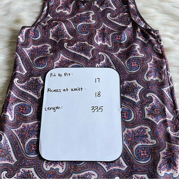 Theory Brindina Veranda Silk Leather Trim Paisley Print Shift Dress - Picture 10 of 12